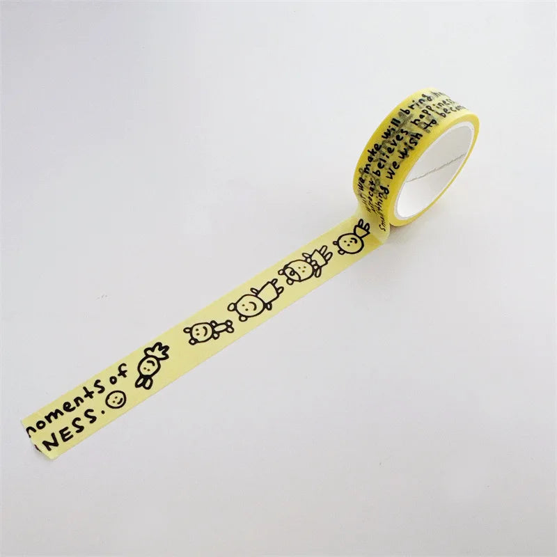 Korean Ins Style Washi Tape Simple Cartoon English Handbook Material Sticker Tape - A