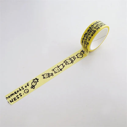 Korean Ins Style Washi Tape Simple Cartoon English Handbook Material Sticker Tape - A