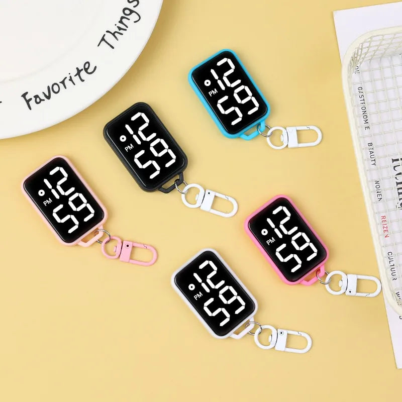 Keychain Pendant Watch, Square Large Character Electronic Watch, Touch Luminous Student Pocket Watch