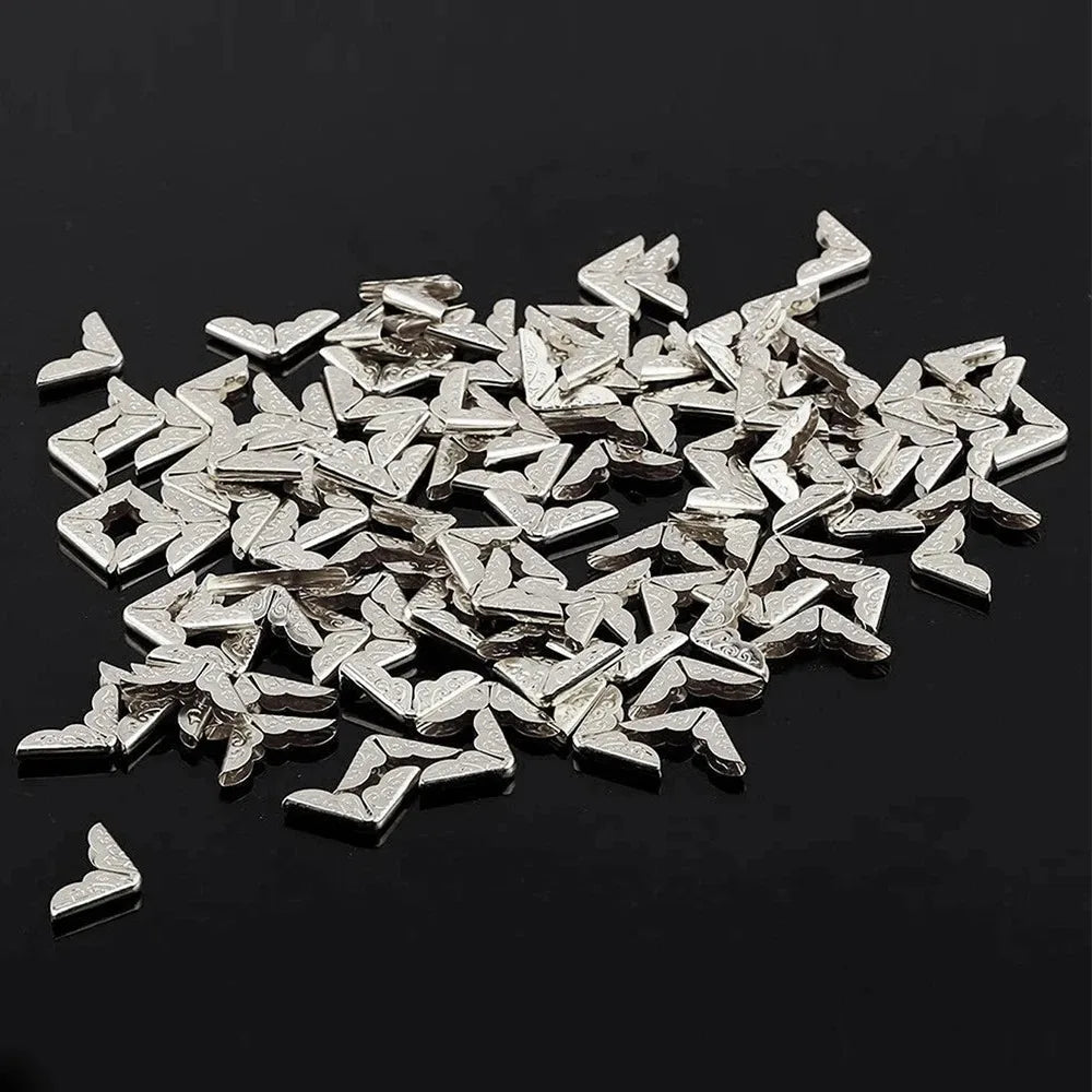 50Pcs Metal Book Corner Protector Vintage Scrapbook Photo Album Notebook Menus Folder Protecting Golden Silver Bronze 50Pcs M