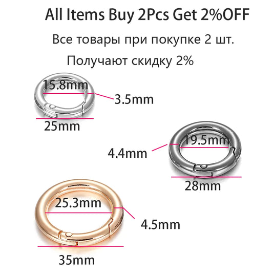 5Pcs/lot Metal O Ring Spring Clasps Openable Round Carabiner Keychain Bag Clips Hook Dog Chain Buckles Connector For DIY Jewe