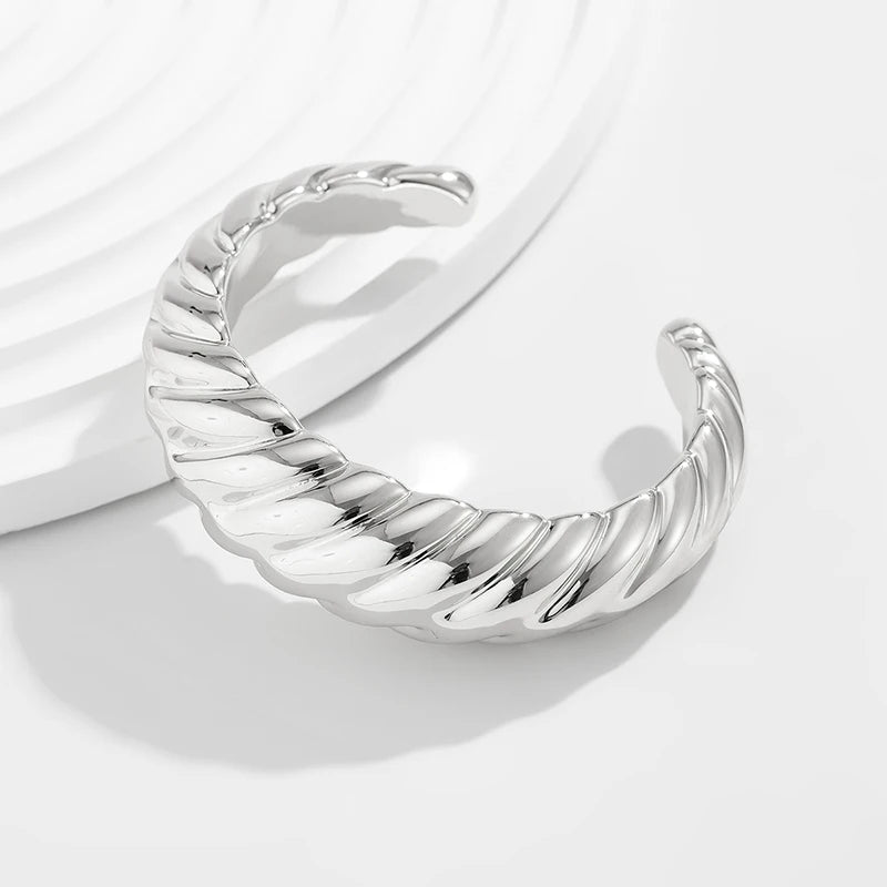 Fashion Exaggerated Irregular Bracelets for Women Simple Hip Hop Rock Personality Plastic Cuff Bangle Trendy Jewelry - Silver
