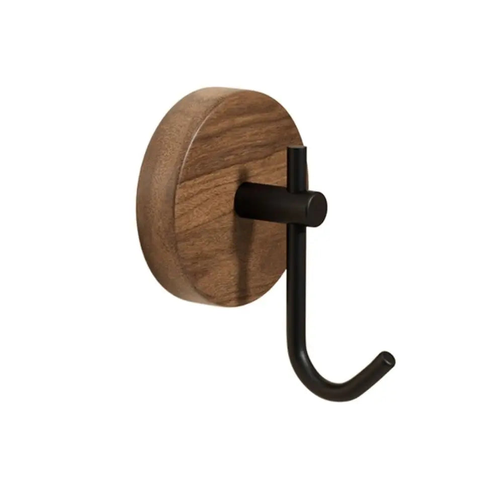 No Drilling Walnut Hanging Hanger Robe Hook Coat Storage Rack Adhesive Wall Hooks Key Decoration Hook Practical Wood Hook - 1