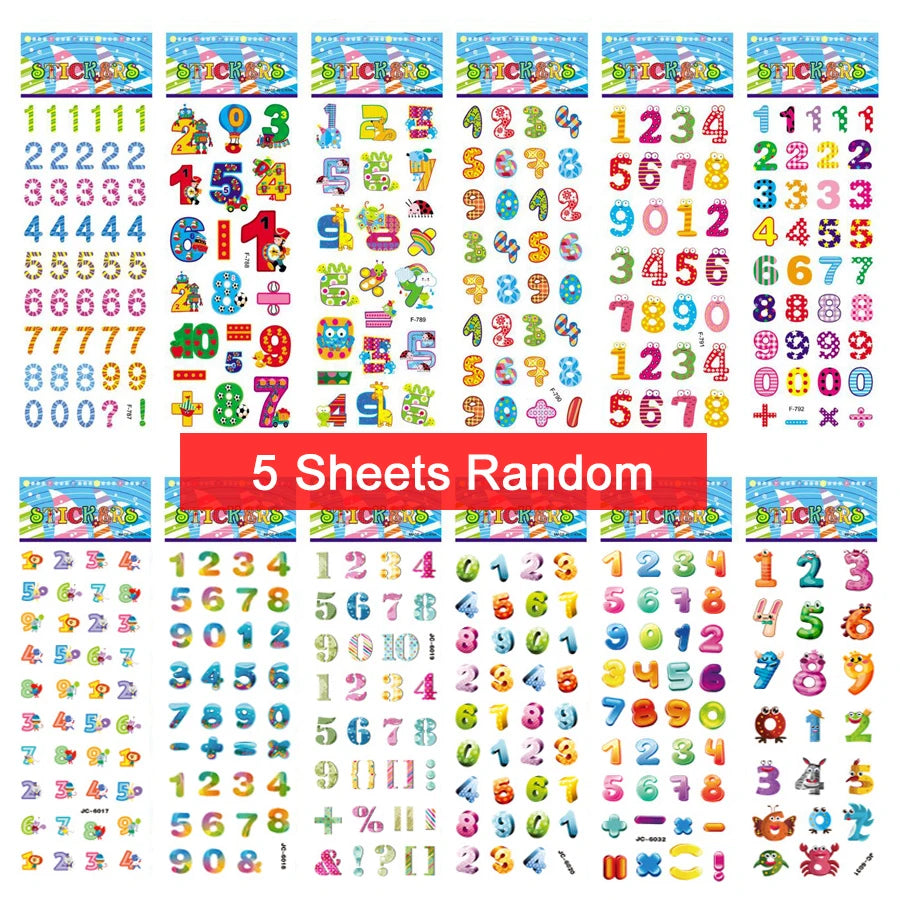 5 Sheets Kids Stickers Puffy Stickers for Children Birthday Christmas New Year Gift for Girl Boy Scrapbooking Cartoon Sticker