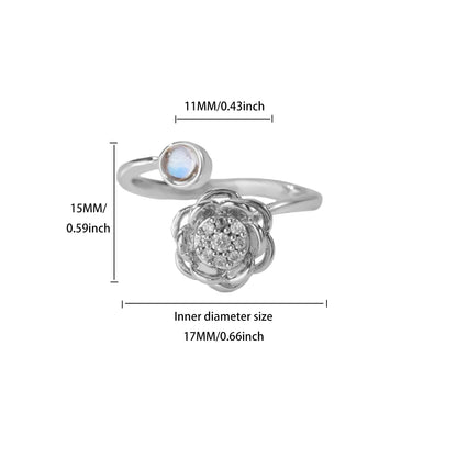 Anti Stress Anxiety Fidget Rings for Women Stainless Steel Sunflower Sun Star Spinner Ring Christmas Jewelry Gifts - JZ9236P