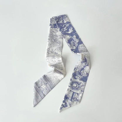 Super Beautiful Scarf 26 Letters Silk Scarf Headband Jungle Alphabet Print Bag Streamer Women Fashion Brand Design Silk Scarf