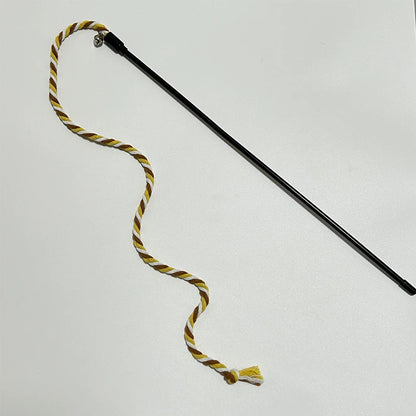 Interactive Cats Toys Long Satin Ribbon Cat Teaser Rod Toy Kitten Playing Teaser Wand Toy Cat Stick Toy