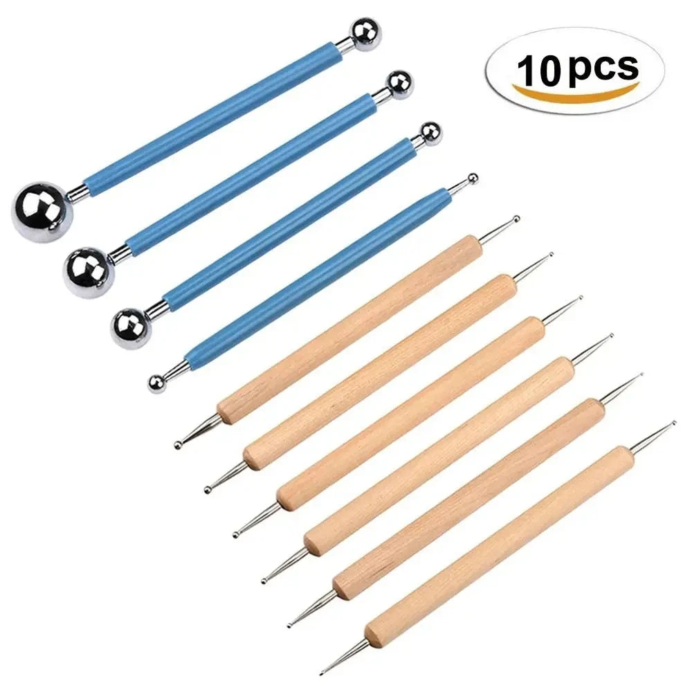Polymer Modeling Clay Sculpting Tools Dotting Pen Ball Stylus, Pottery Ceramic Clay Indentation Tools Set for DIY Nail Art Cr