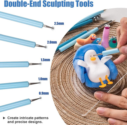 Polymer Modeling Clay Sculpting Tools Dotting Pen Ball Stylus, Pottery Ceramic Clay Indentation Tools Set for DIY Nail Art Cr