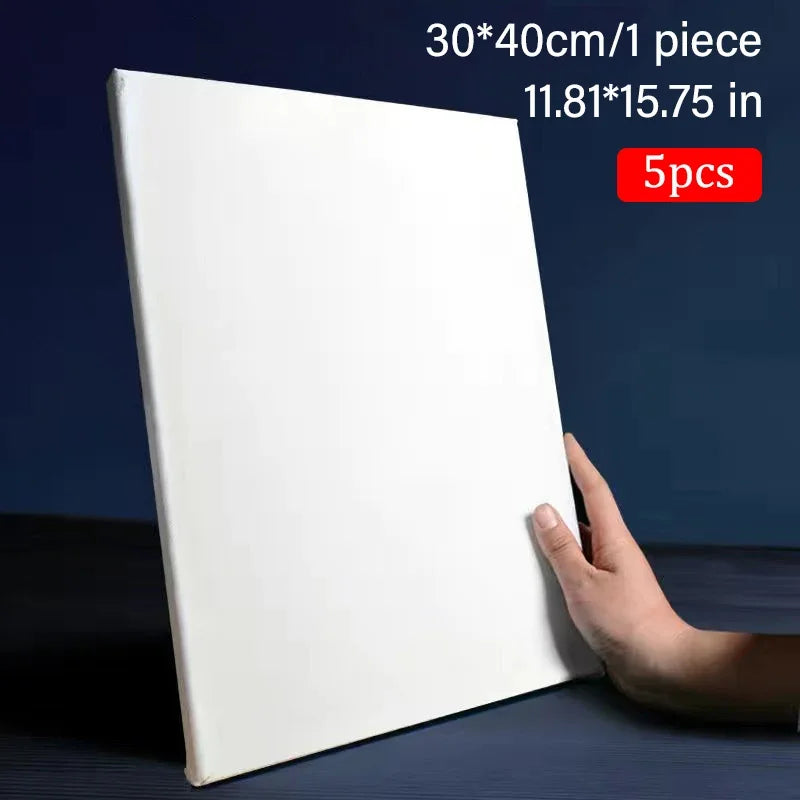 5pcs White Blank Square Artist Canvas Wooden Board Frame Cotton Artist Canvas Boards for Oil Painting Acrylic Watercolor - 5p