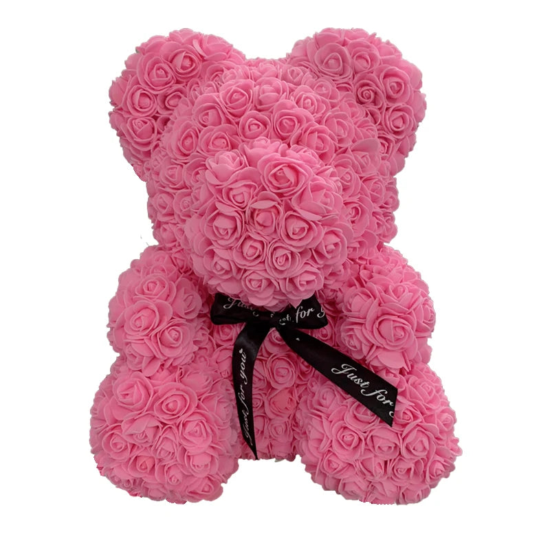 Red Rose Bear 40cm Bear Of Roses Artificial Flower Rose Teddy Bear For Women Valentine's Day Wedding Birthday Christmas Gift 