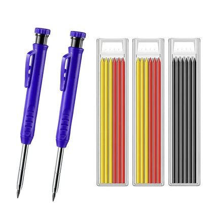 Solid Carpenter Pencil Set Woodworking Tools Mechanical Pencil 5 Colors Refill Construction Job Tools Carpentry Marking Scrib