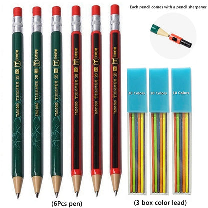 2.0 mm Mechanical Pencils Set 2B Automatic Student Pencils with Sharpener Color Pencil Leads School Pens Kawaii Cute Statione