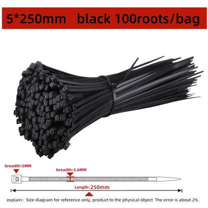 100Pcs Nylon Cable Ties Adjustable Self-locking Cord Ties Straps Fastening Loop Reusable Plastic Wire Ties For Home Office