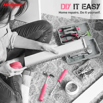 Hi-Spec 18/19/20PCs Pink DIY Tool Kit with Electric Pen & CR-V Steel - Home Maintenance Hand Tools Set for Women & Car Care