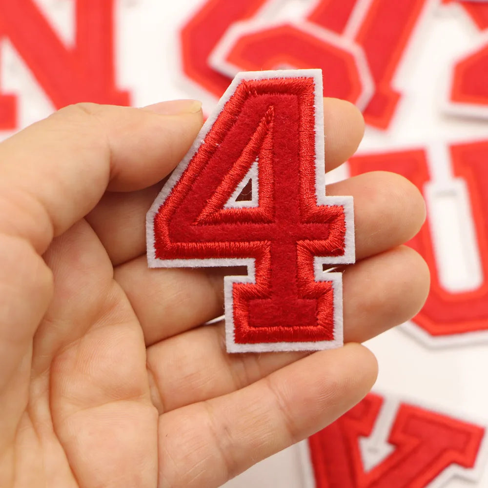 Red A-Z 0-9 English Number Letters Alphabet Towel Embroidered Patches For Clothing Bags Jacket Iron On Accessories DIY Logo N