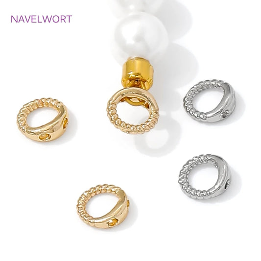 10/20Pcs 18K Gold Plated End Beads Tip,Brass End Caps For Jewelry Making,Connecting Rings For Jewelry,DIY Bracelets Accessori