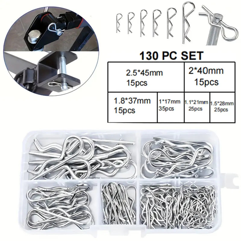 100/150pcs Cotter Pins Spring Connectors 2 Mm, R-Clips Splint Assortment Galvanised Spring Pins Safety Pins Set