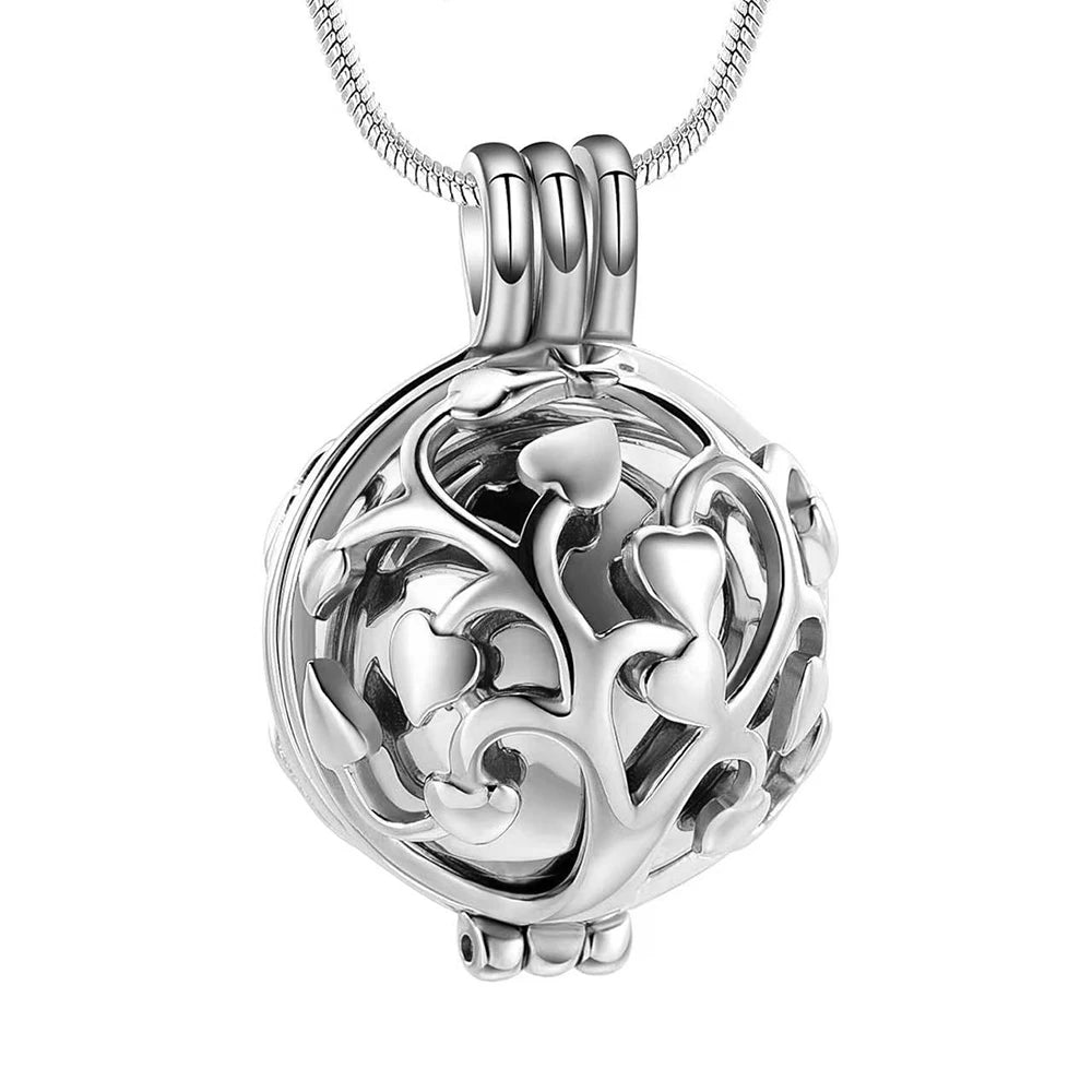 Cremation Locket Necklace Tree of Life Memorial Urn Jewelry For Ashes For Women Men Keepsake Pendant Necklace - Silver