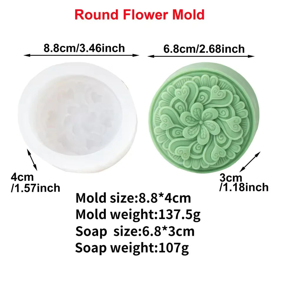 Vintage Embossed Flower Silicone Soap Mold Square Round Hexagon Mould Handmade Soap Candle Epoxy Resin Kit Soap Casting Suppl