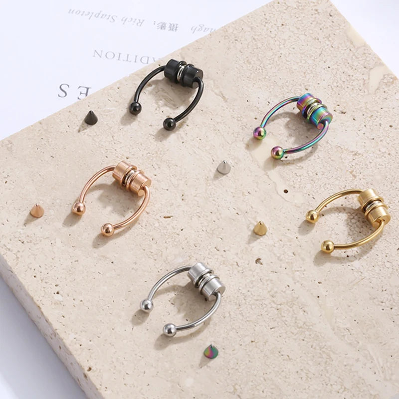 Women Fake Piercing Nose Ring Hoop Septum Non Piercing Nose Clip Rock HipHoop Stainless Steel Magnet Fashion Punk Body Jewelr