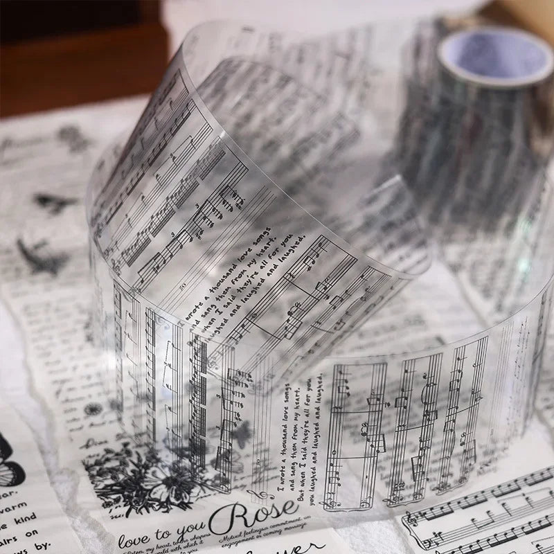 Journamm 50mm*3m Vintage Letters PET Tapes DIY Scrapbooking Planners Decor Junk Journal Waterproof Collage Stationery Tapes