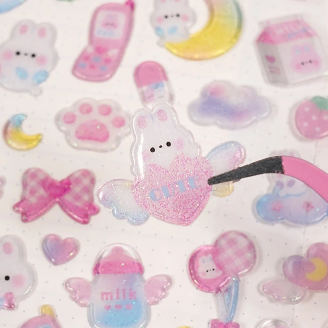 3 pcs Random Cute Candy Color Animals Flash Decor Stickers Scrapbooking Diy Journaling Cute Stationery Diary Sticker Gift Pri