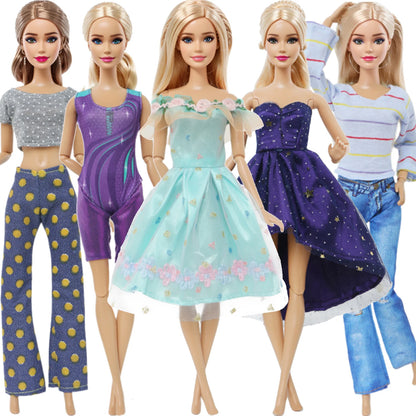 5 Set 3 Set Handmade Fashion Doll Outfit Daily Casual Wear Blouse Shirt Vest Bottom Pants Skirt Clothes for 1/6 Doll Accessor