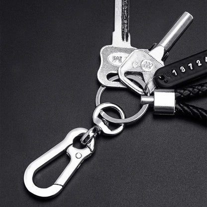 Trendy DIY Mobile Phone Number Plate Pendant Keychain for Men Punk Simple Woven Leather Rope Anti-lost Car Key Chain Accessor
