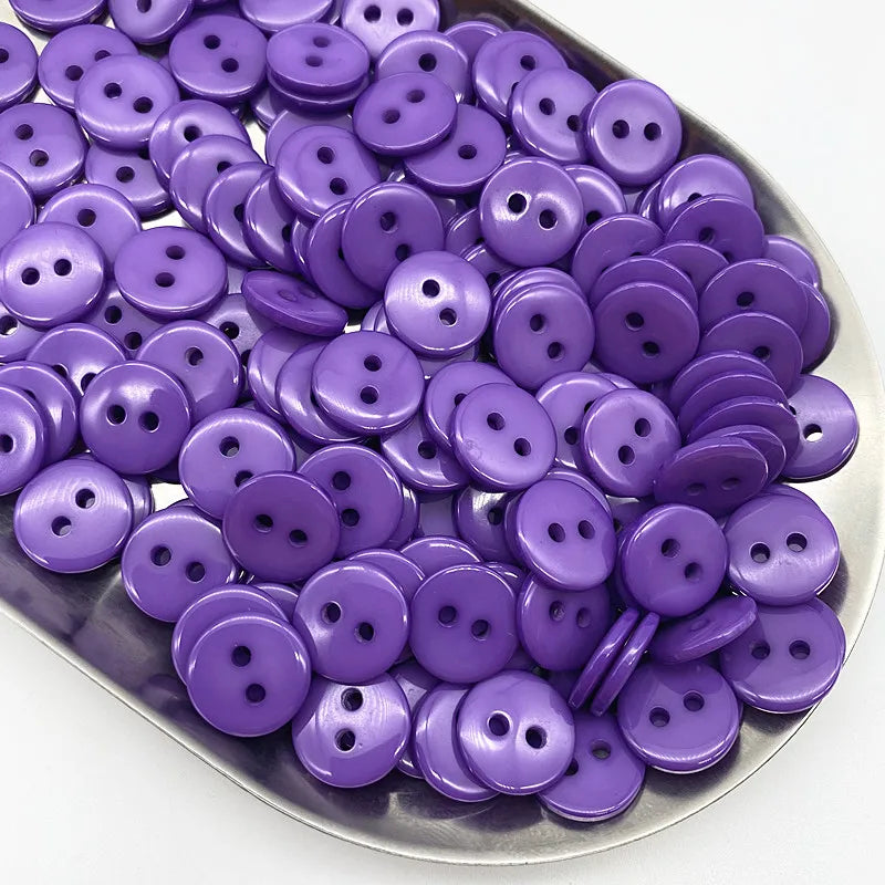 50pcs 11.5mm Colours Double Eye Bread Button Round Resin Sewing Buttons Diy Scrapbooking Multicolour - 08