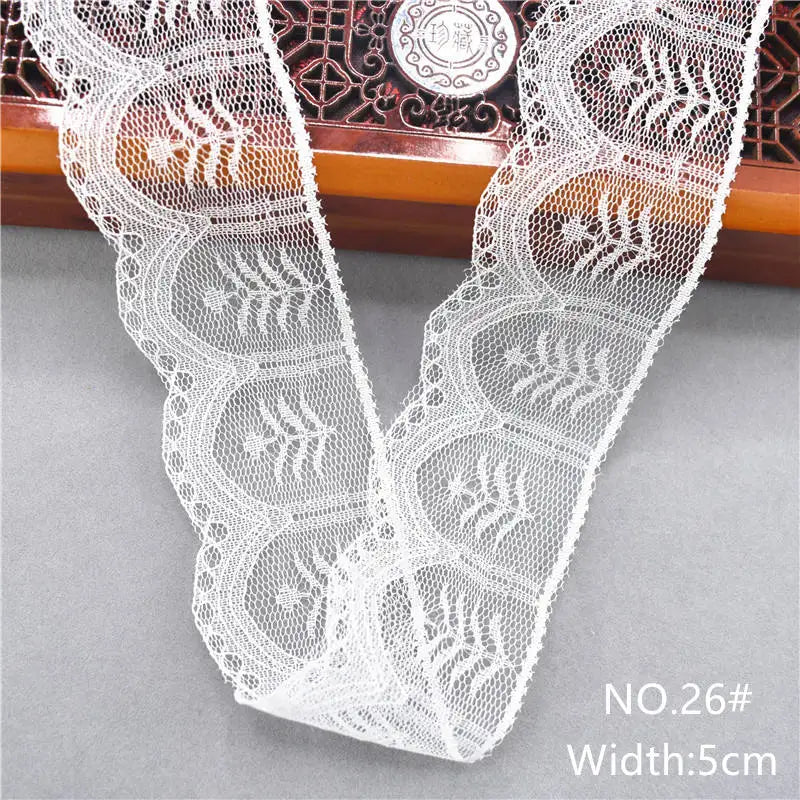 Best Selling 10yards 38kinds Color White Lace Ribbon Woven Band French African Lace Wedding Fabric DIY Clothing/gift Wrapping