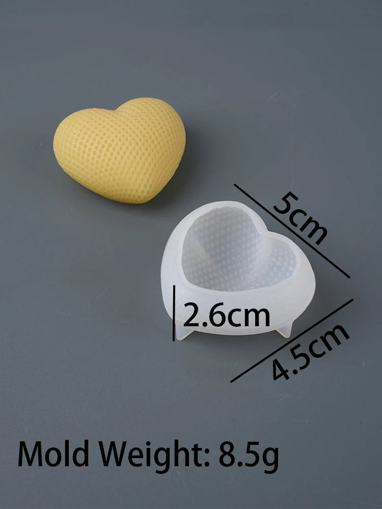 S/M/L Grid Heart Silicone Candle Mold Handmade 3D Love Shape Aromatic Soap Making Supplies Mould DIY Valentine's Day Craft Gi