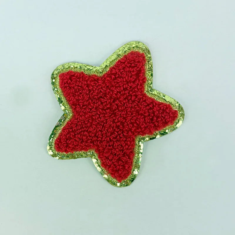 Red Letters Sticker Patch Alphabet Towel Embroidered Chenille Patches for Clothing Bags Jacket Stick on Accessories Applique 