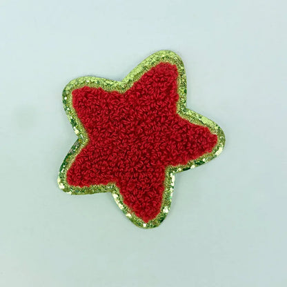 Red Letters Sticker Patch Alphabet Towel Embroidered Chenille Patches for Clothing Bags Jacket Stick on Accessories Applique