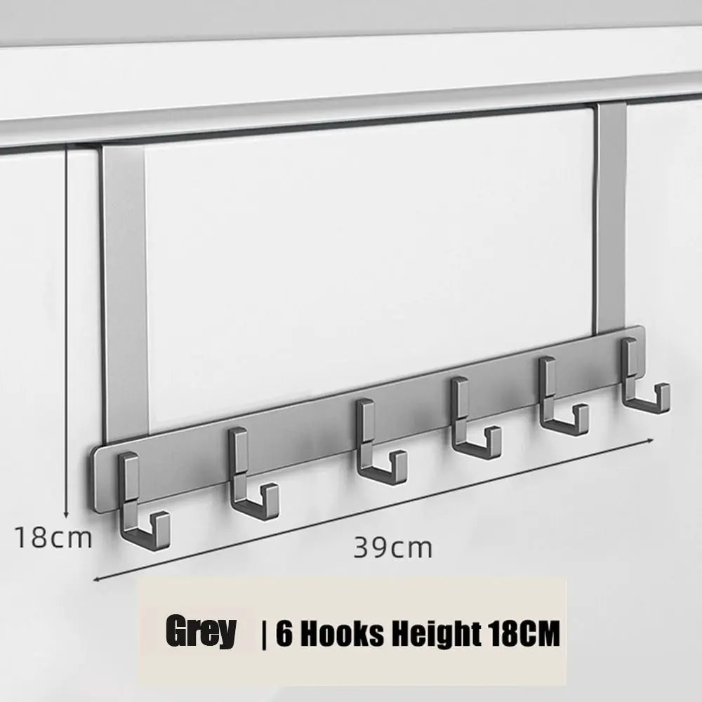 Storage Hooks Over The Door 6 Hooks Clothes Coat Hat Towel Hanger Home Organizer Rack Bathroom Kitchen Accessories Holder - g