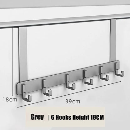 Storage Hooks Over The Door 6 Hooks Clothes Coat Hat Towel Hanger Home Organizer Rack Bathroom Kitchen Accessories Holder - g