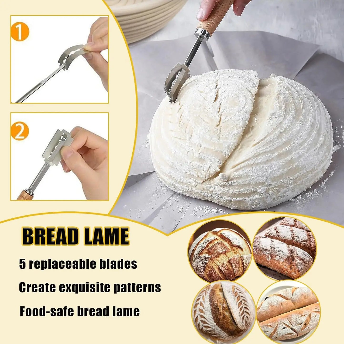 Sourdough Bread Baking Supplies Inclued Sourdough Danish Dough Whisk Bread Lame Scraper Dough Cutter Perfects Gift for Baker