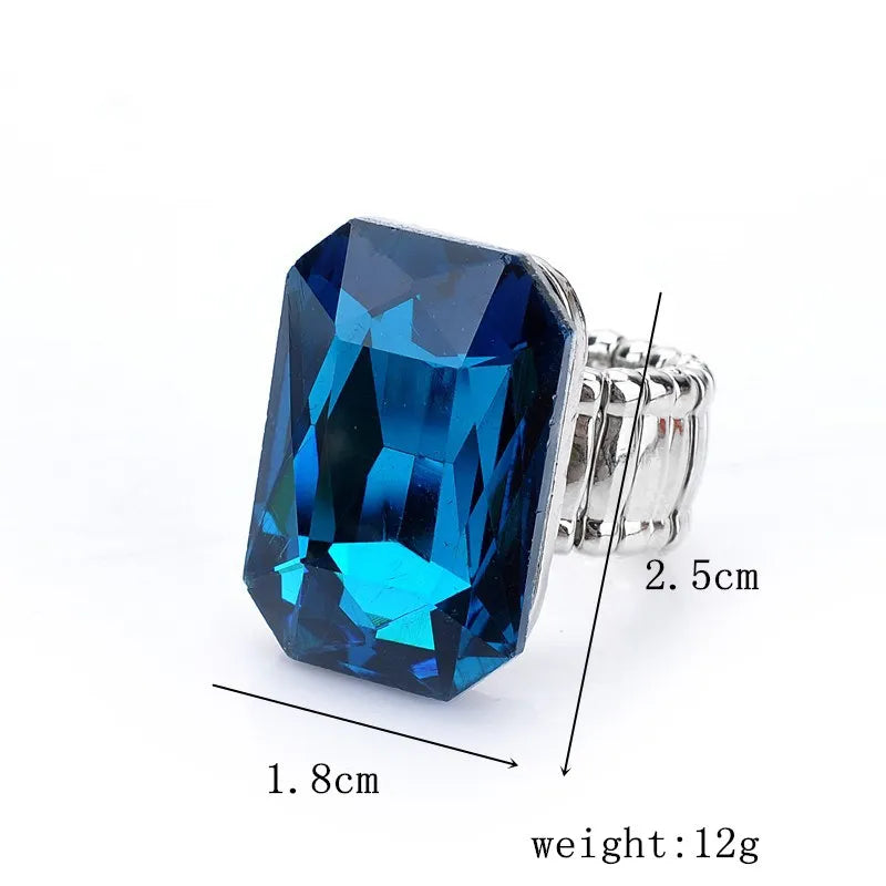 Personality Elegant Big Ring for Women 7 Colors Big Resin Stone Fashion Elastic Stretch Finger Rings Jewelry Christmaswholesa