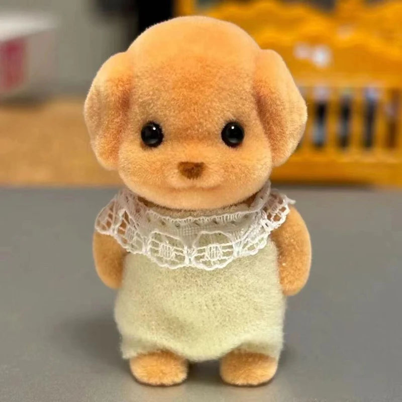 Limb Movable Forest Family Animal Figure Poodle Flocked Shaggy Figurine Dog Model Toy Dollhouse Miniatures Accessories For Ki