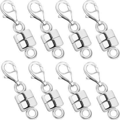 Magnetic Necklace Clasps and Closures with Lobster Clasp 14K Gold and Silver Plated Magnet Jewelry Clasps Converters - 8Pcs S