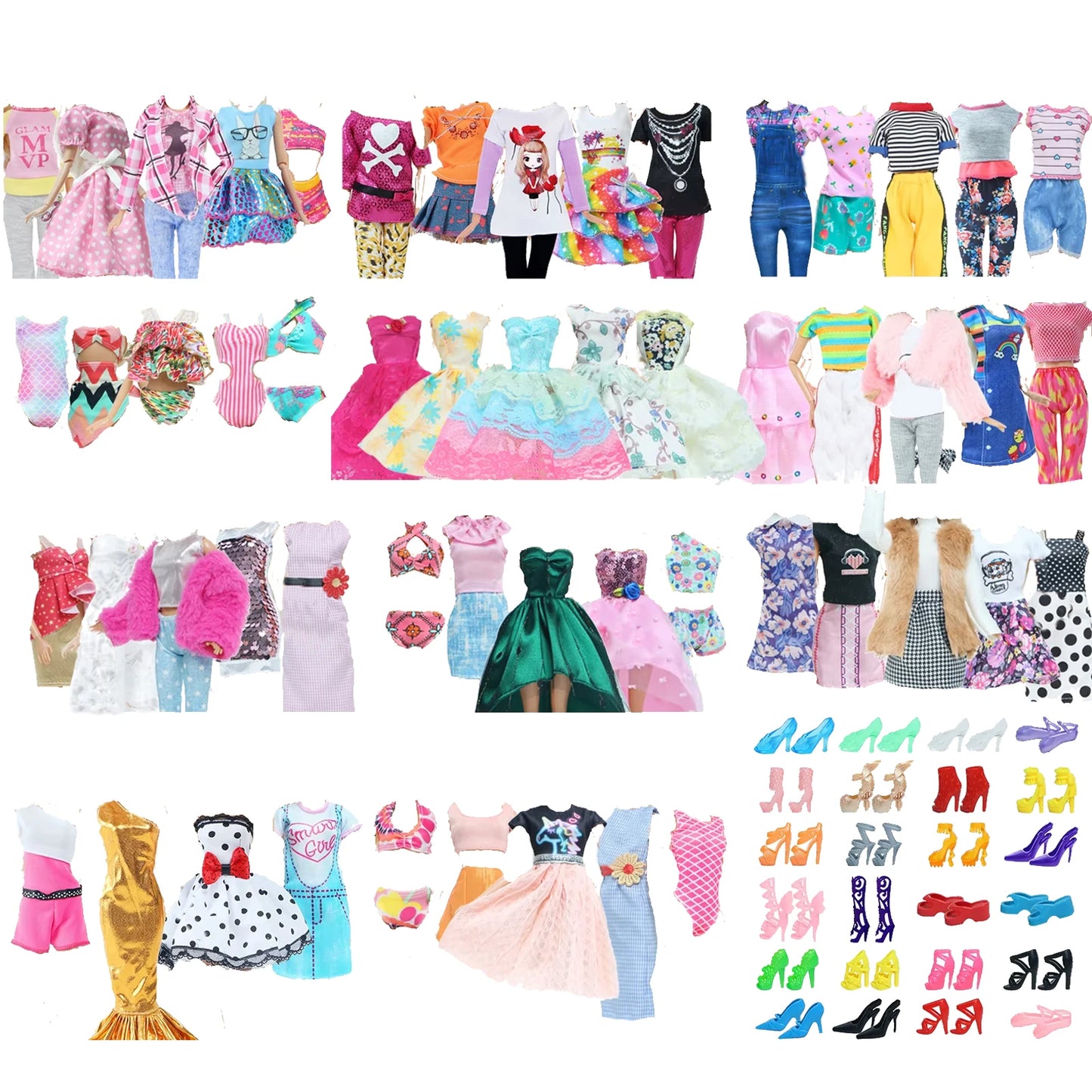 10 Pcs/Set Fashion Outfits 30cm Doll Shirt Pants Dress Shoes 11.5 Inch Doll Clothes Dollhouse 11.8" 1/6 Doll Accessories Toy
