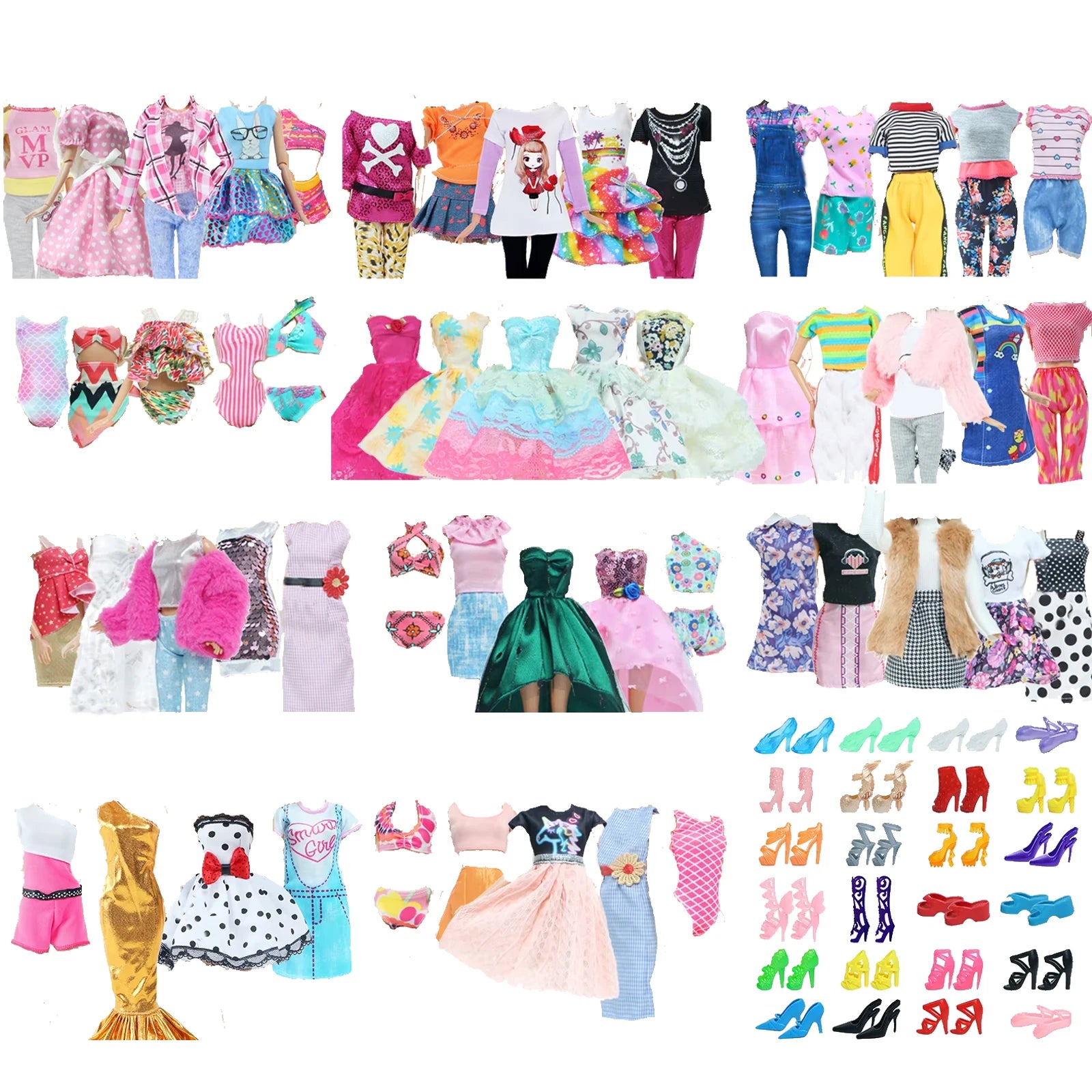 10 Pcs/Set Fashion Outfits 30cm Doll Shirt Pants Dress Shoes 11.5 Inch Doll Clothes Dollhouse 11.8" 1/6 Doll Accessories Toy