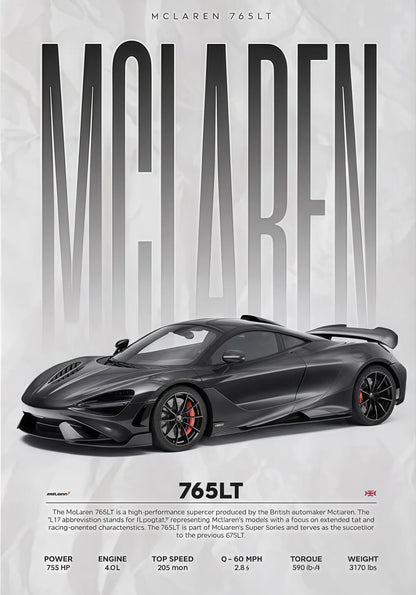 Modern Famous Cars W16 750S Canvas Painting Wall Art Fashion Luxury Sports Car Poster Prints For Living Room Home Decor Gift 
