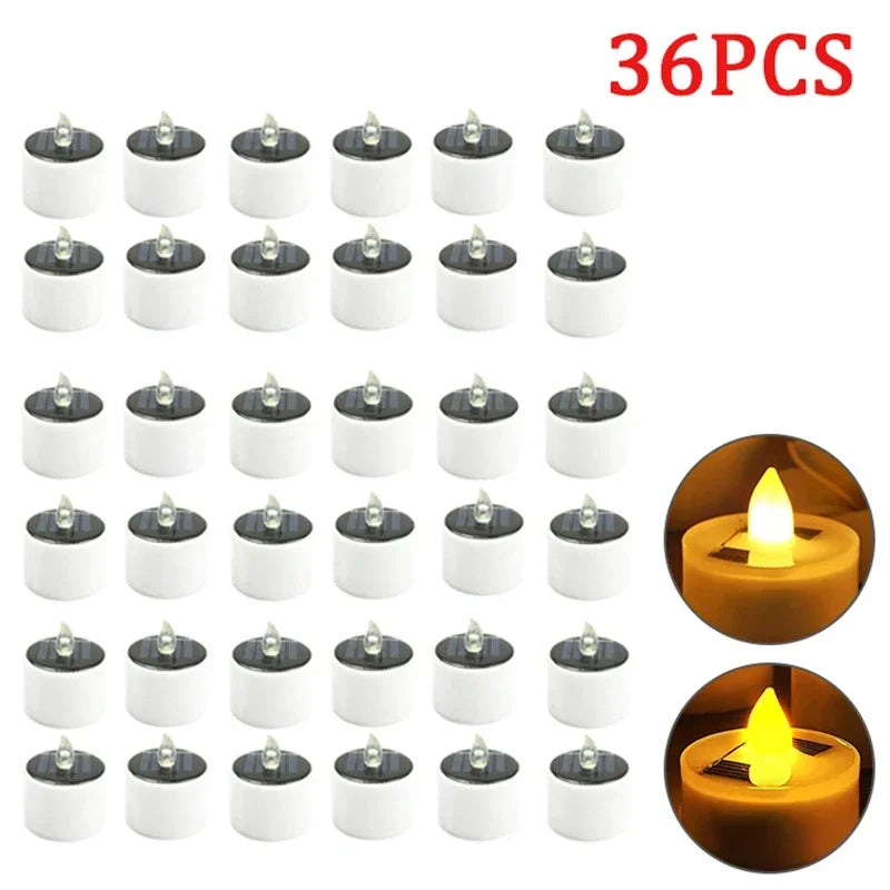 Solar Tea Light Led Candles Flameless Outdoor Waterproof Solar Tea Lights Rechargeable Candles for Party Garden Home Decor