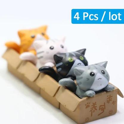 Kawaii Mini Cat Ornament Garden Kitten Statue Gift for Children Baby Room Decoration Toy Figurines