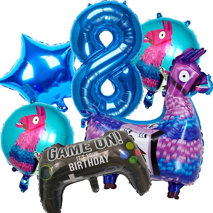 Video Game Fortnitions Birthday Party Decoration Cartoon Alpaca Llama Plate Tablecloth Baby Shower Kids Favors Party Supplies