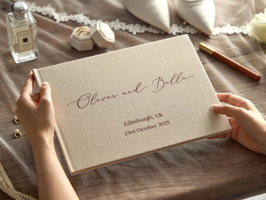 Custom Linen Wedding Guest Book Polaroid Photo Album Engagement Anniversary Scrapbook Reception Keepsake Book Birthday book