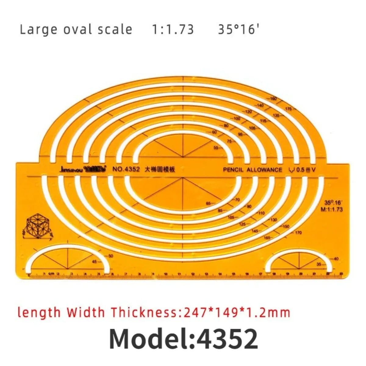 Architectural Drafting Template Set - Round & Oval Shapes, Resin Design Rulers for Furniture and Building Plans, Office Suppl