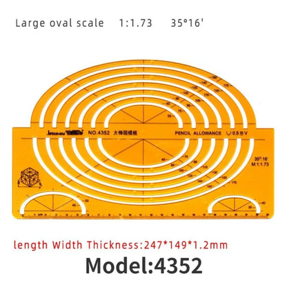 Architectural Drafting Template Set - Round & Oval Shapes, Resin Design Rulers for Furniture and Building Plans, Office Suppl