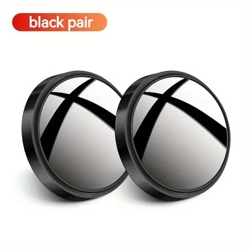 A Pair of 360-Degree Adjustable Wide-Angle Blind Spot Mirrors, Reversing Mirrors, and Rearview Mirrors - black